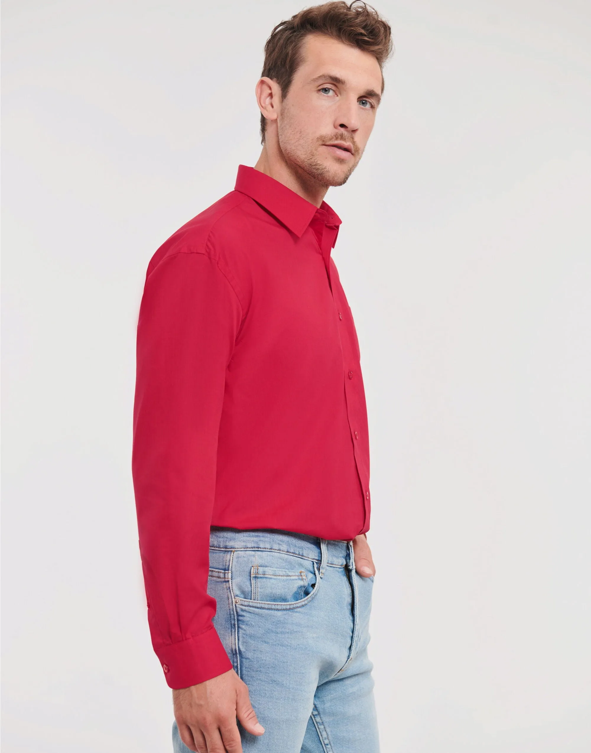 934M Russell Collection Men LS Classic Poplin