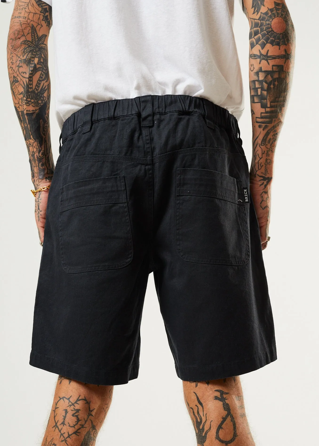 AFENDS Mens Chess Club - Relaxed Shorts - Black