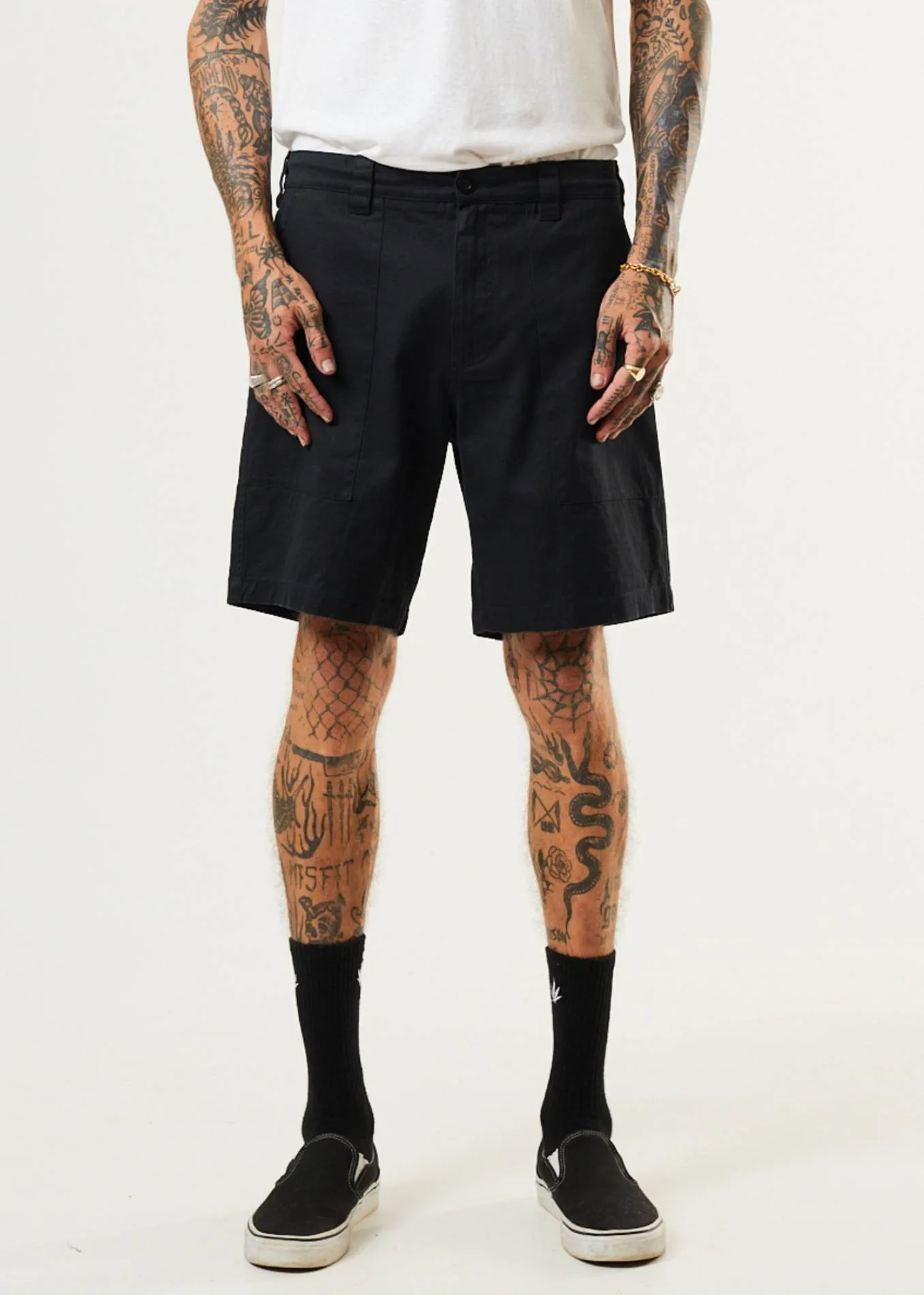 AFENDS Mens Chess Club - Relaxed Shorts - Black
