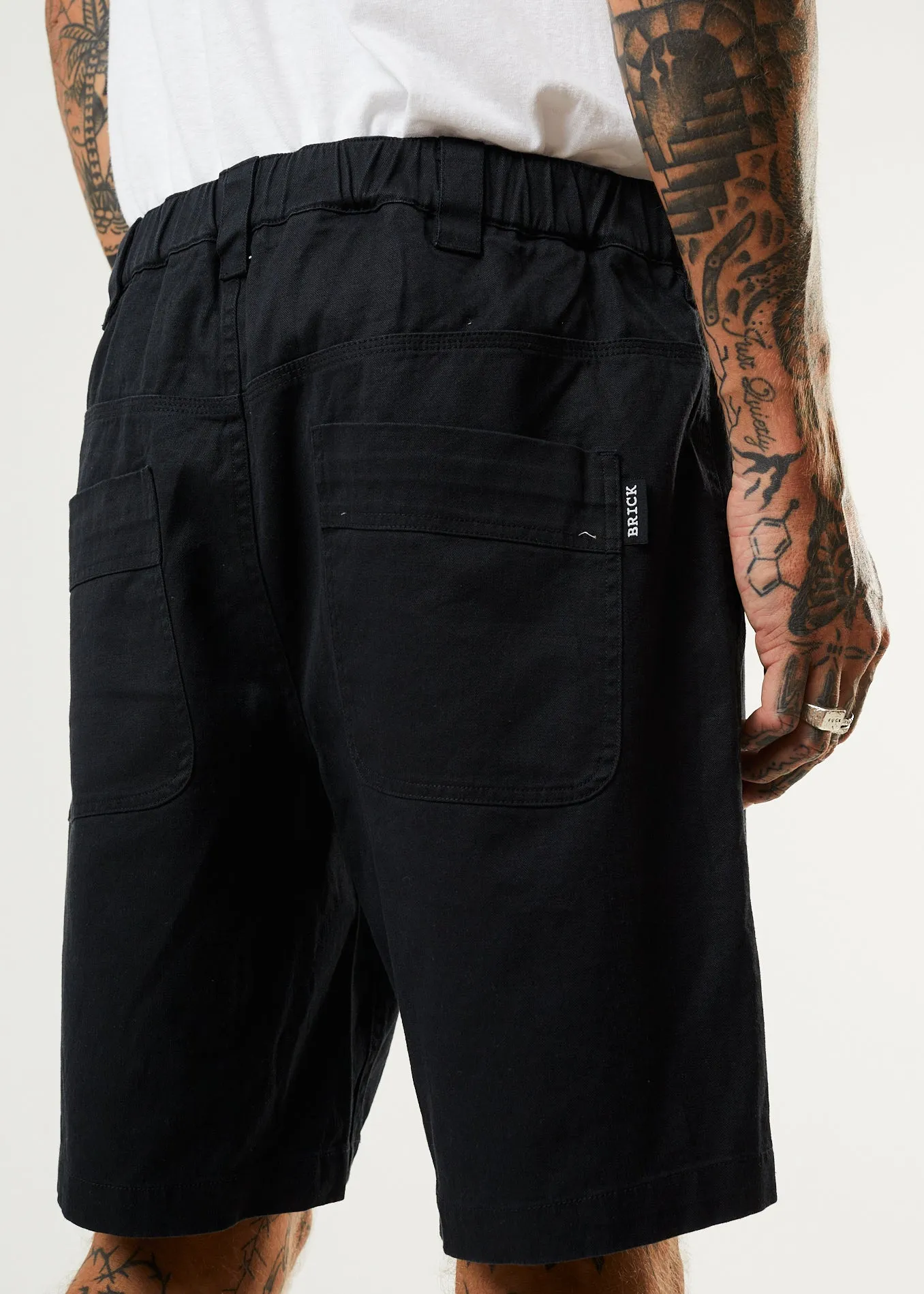 AFENDS Mens Chess Club - Relaxed Shorts - Black