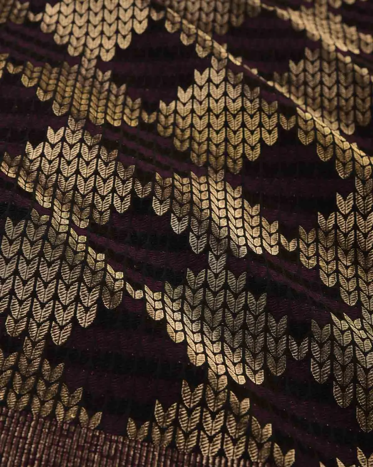 Black Banarasi Tehra Herringbone Brocade Handwoven Silk Wool Unisex Dress Shawl