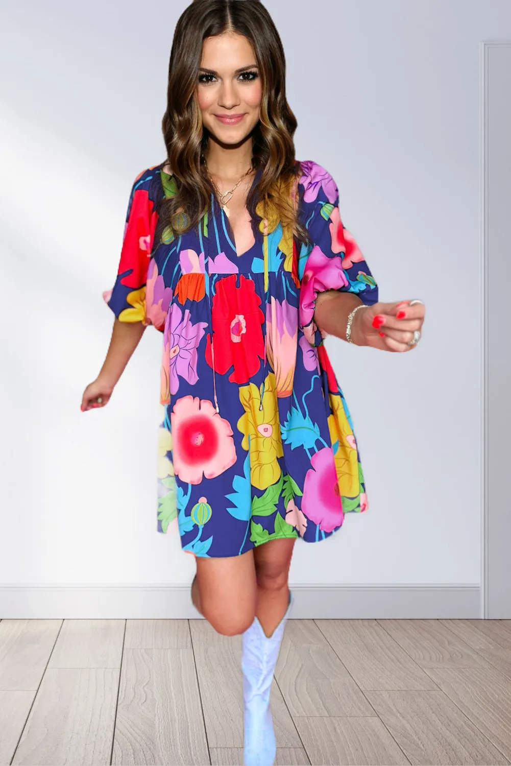 Bold Floral Shift Dress