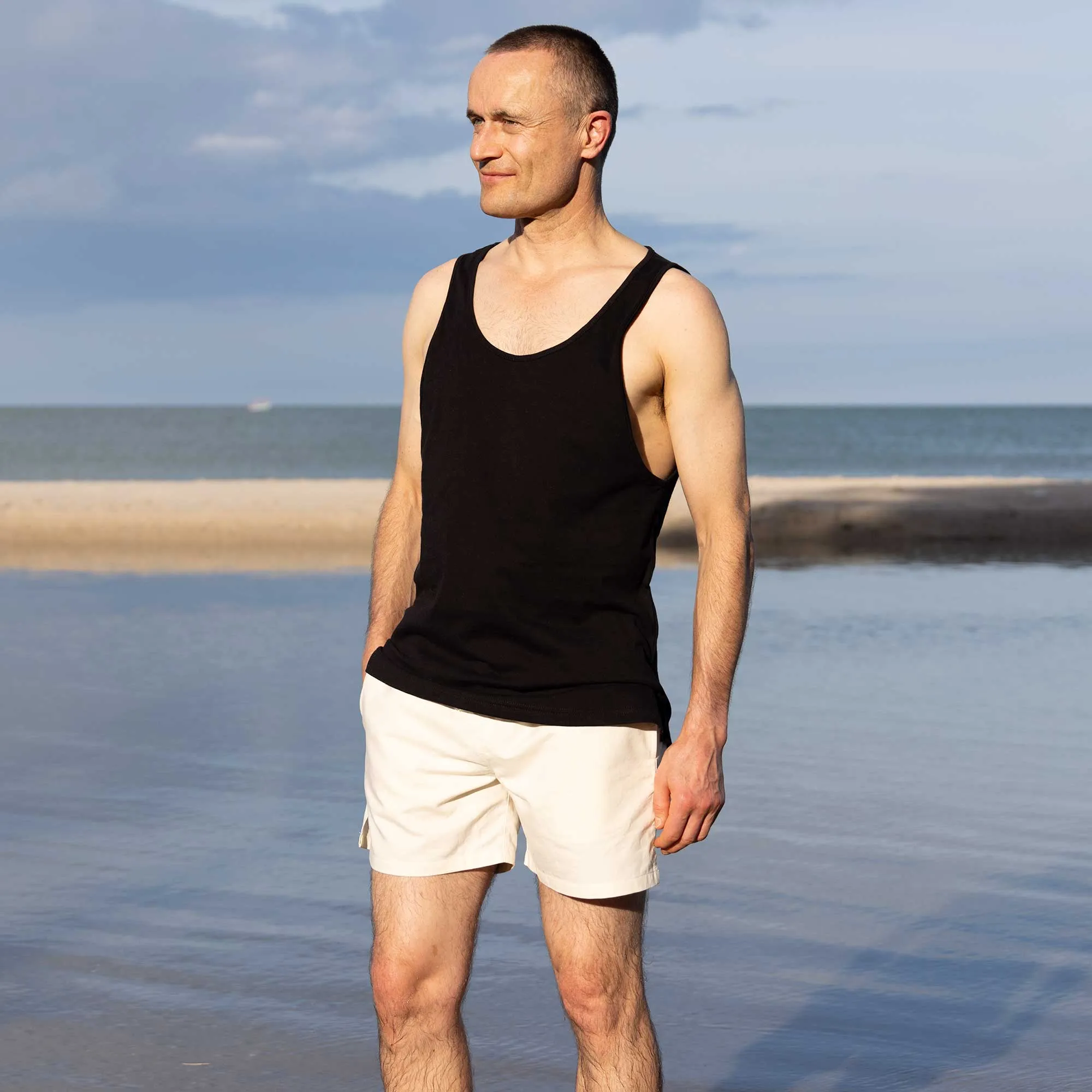 BRAD 100% Organic Prima Cotton Muscle Tank Top (Deep cut) (OC Thread Option, 100% Biodegradable)