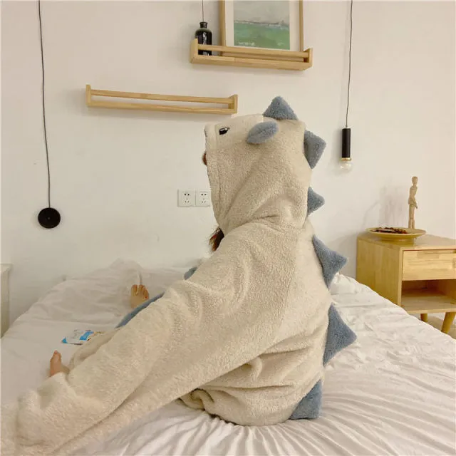 Cartoon Dinosaur Hooded Pajamas Dress