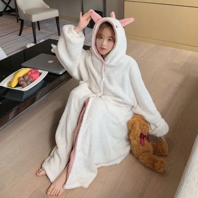 Cartoon Dinosaur Hooded Pajamas Dress