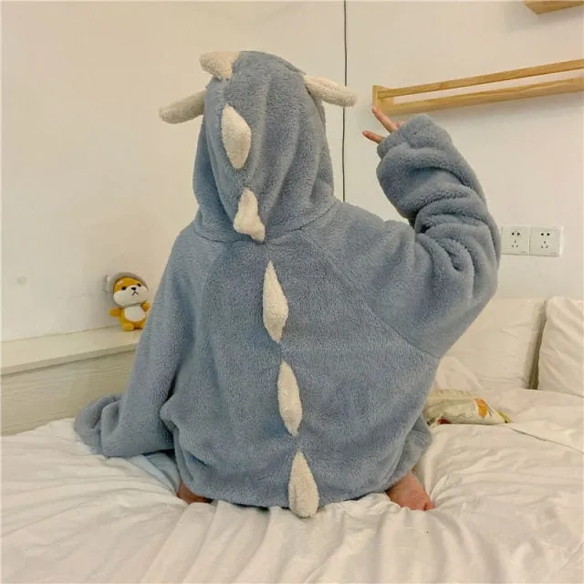 Cartoon Dinosaur Hooded Pajamas Dress