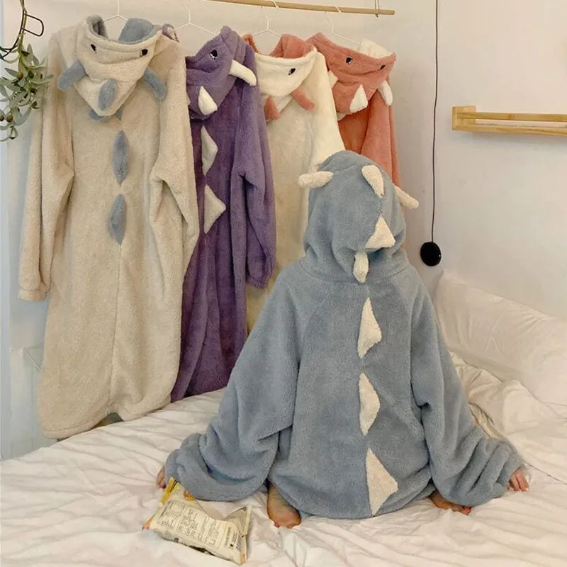 Cartoon Dinosaur Hooded Pajamas Dress