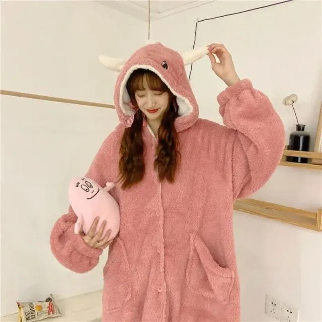Cartoon Dinosaur Hooded Pajamas Dress
