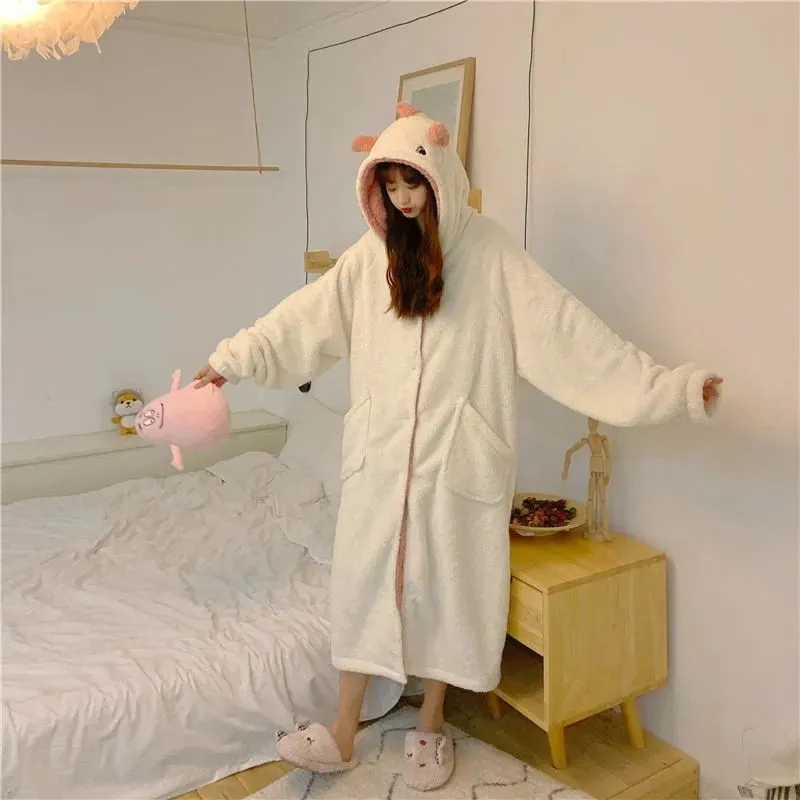 Cartoon Dinosaur Hooded Pajamas Dress