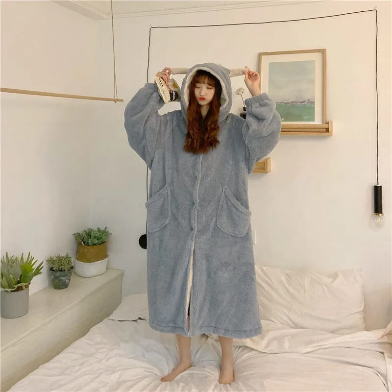 Cartoon Dinosaur Hooded Pajamas Dress