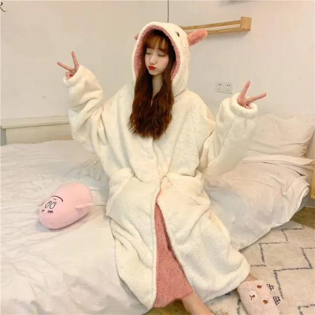 Cartoon Dinosaur Hooded Pajamas Dress