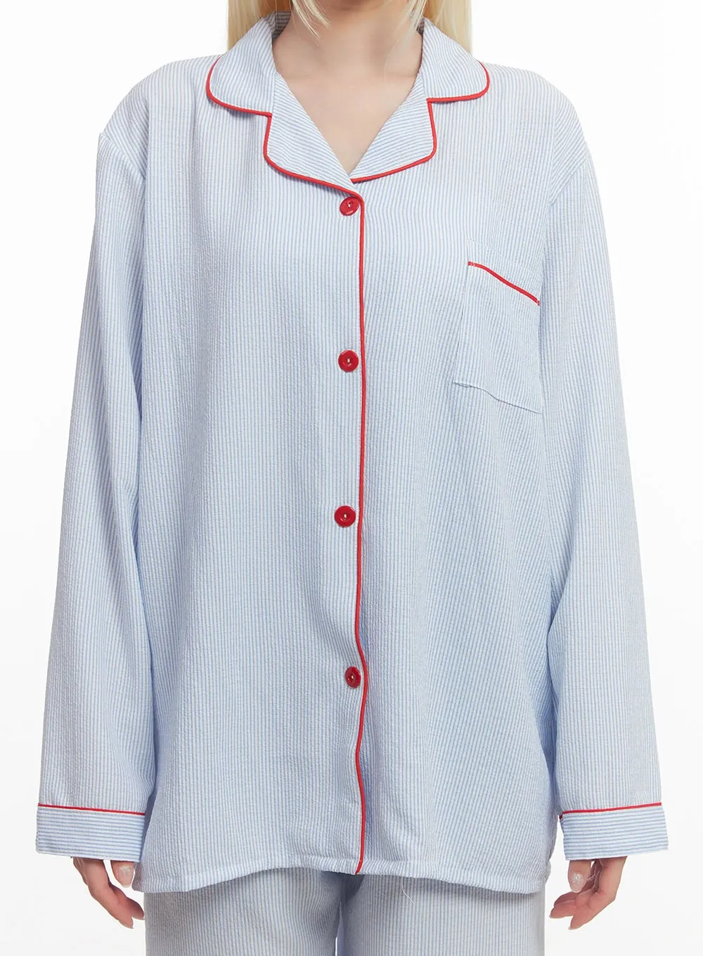 Comfy Stripe Buttoned Pajama Set IM504