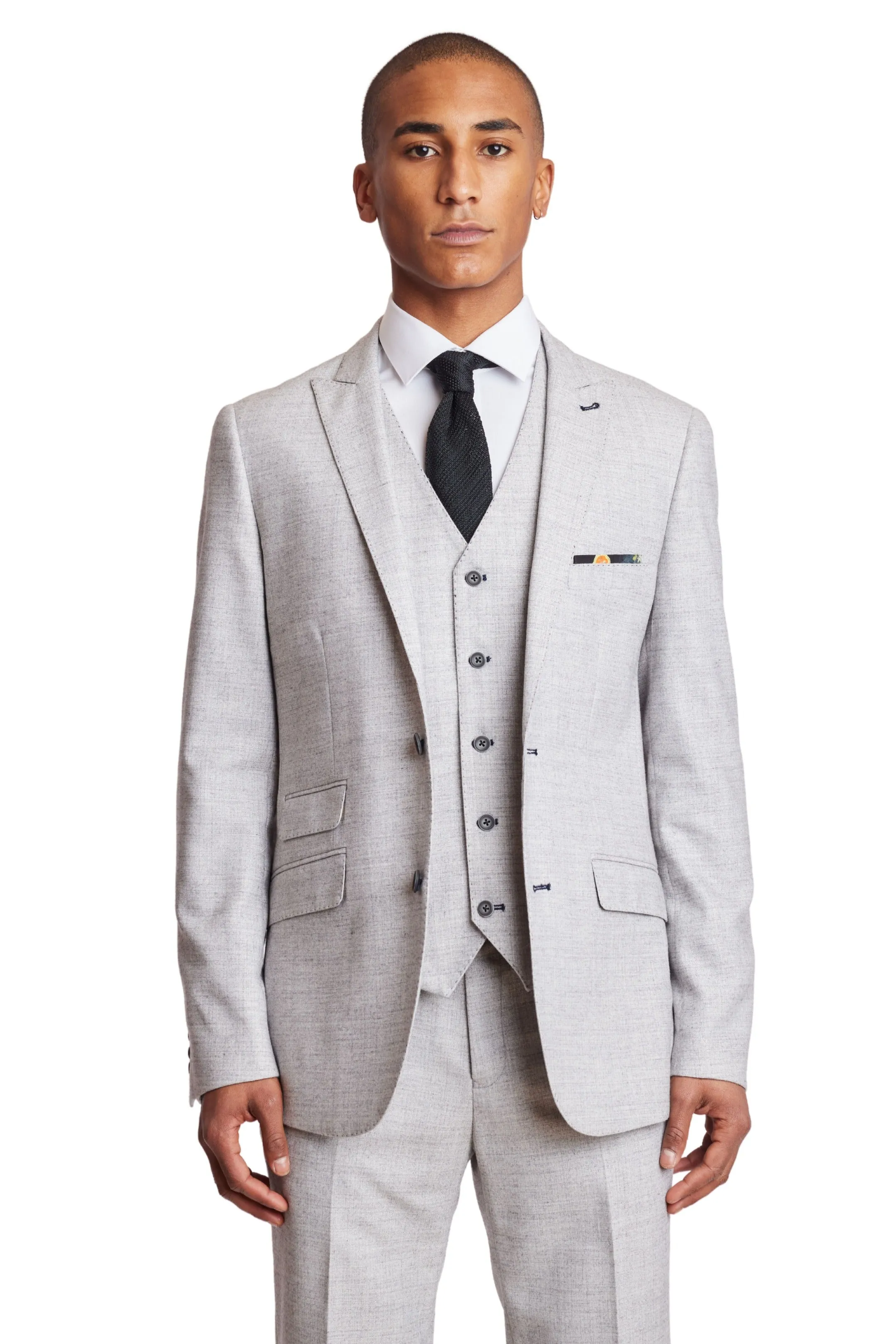 Eaton 5 Button Vest - slim - Lt Winter Grey