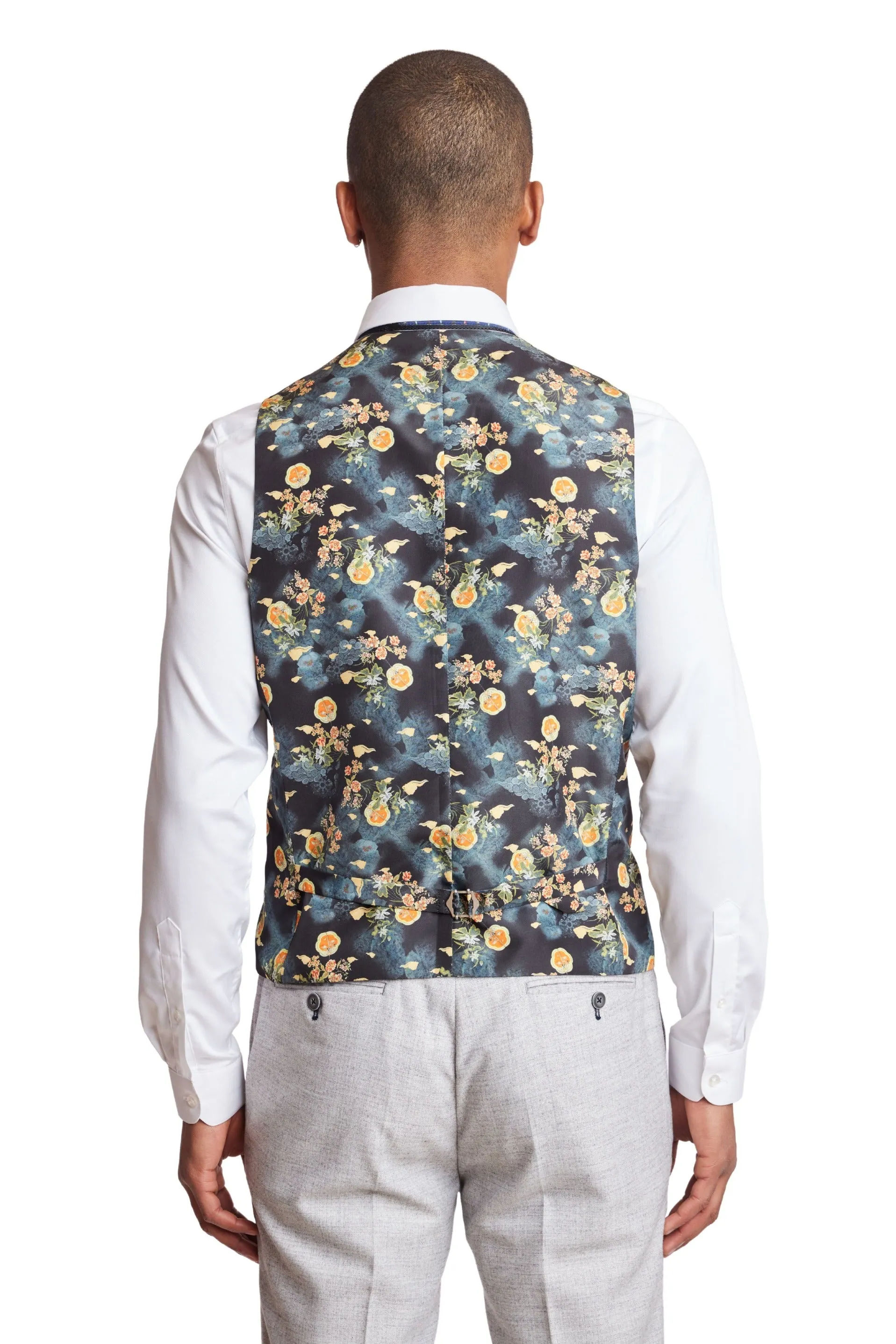 Eaton 5 Button Vest - slim - Lt Winter Grey