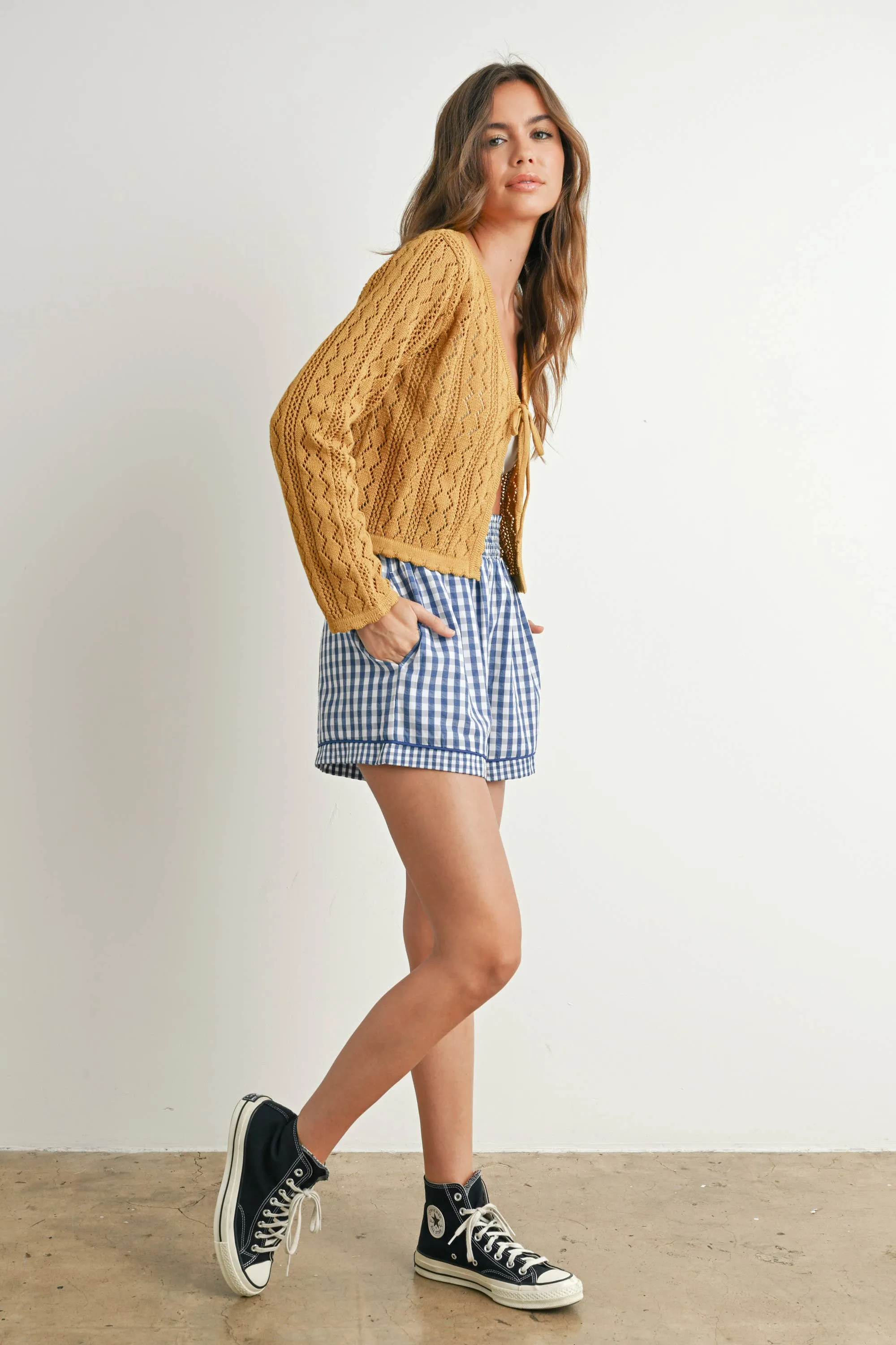 Garterized Gingham Shorts - BMP7658