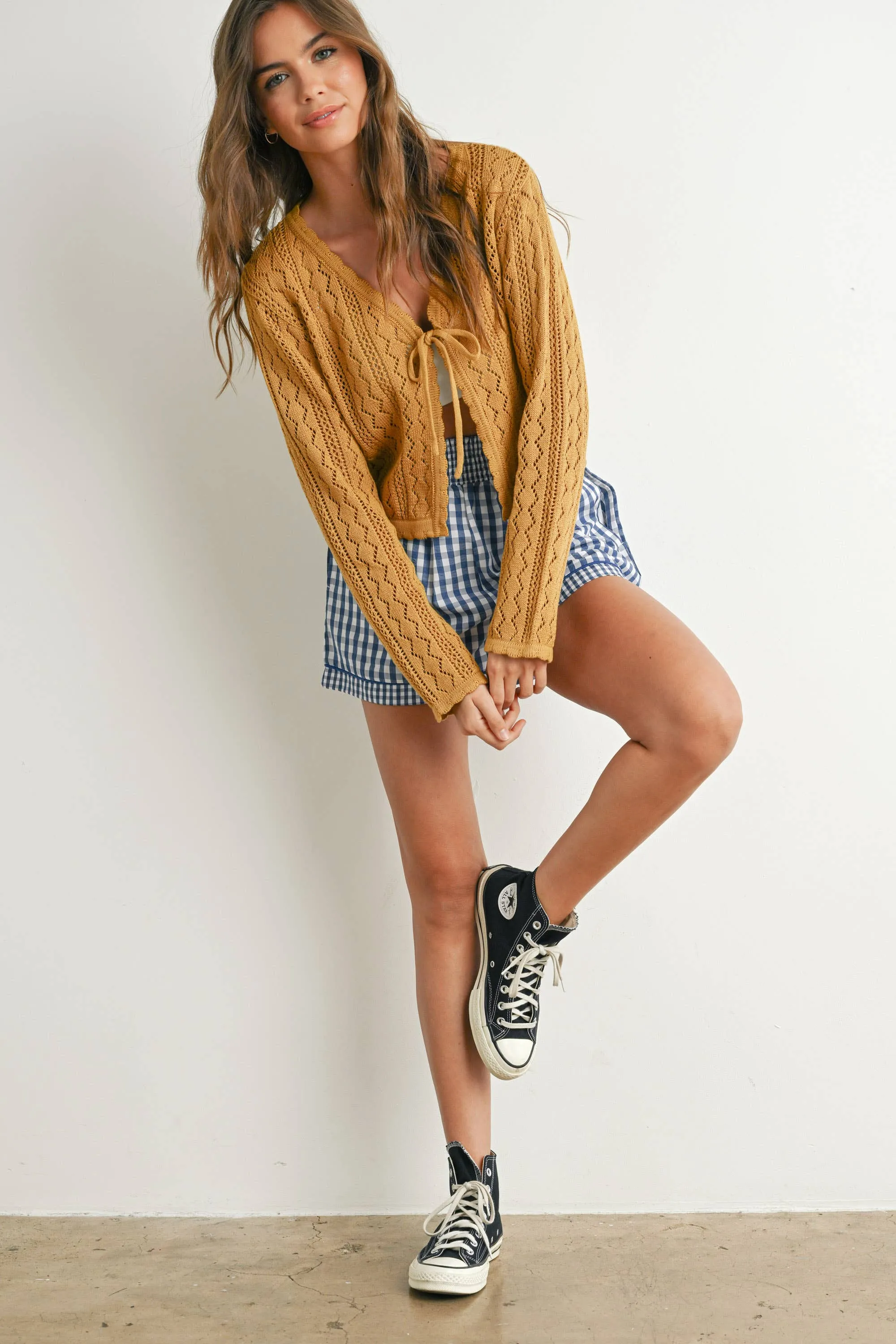 Garterized Gingham Shorts - BMP7658