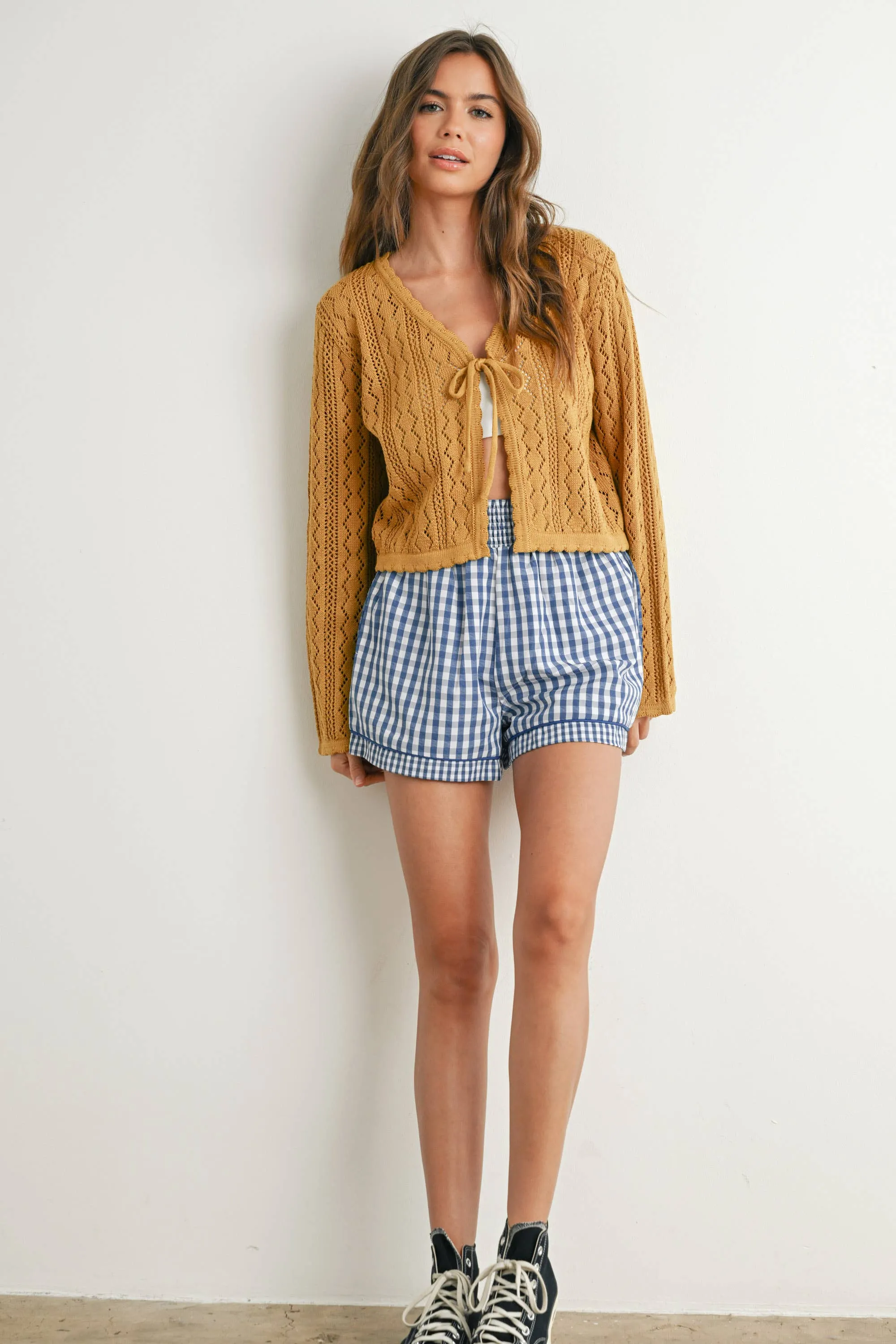 Garterized Gingham Shorts - BMP7658