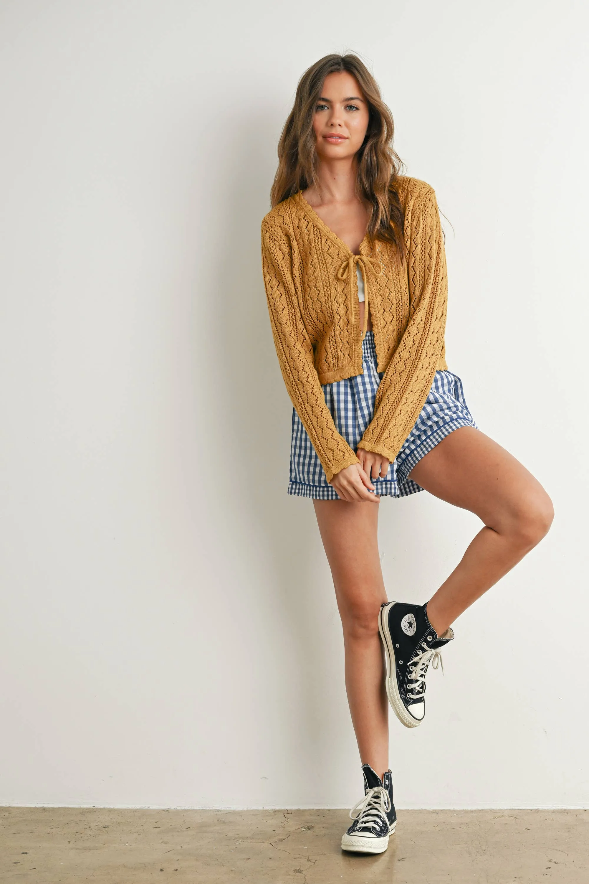Garterized Gingham Shorts - BMP7658