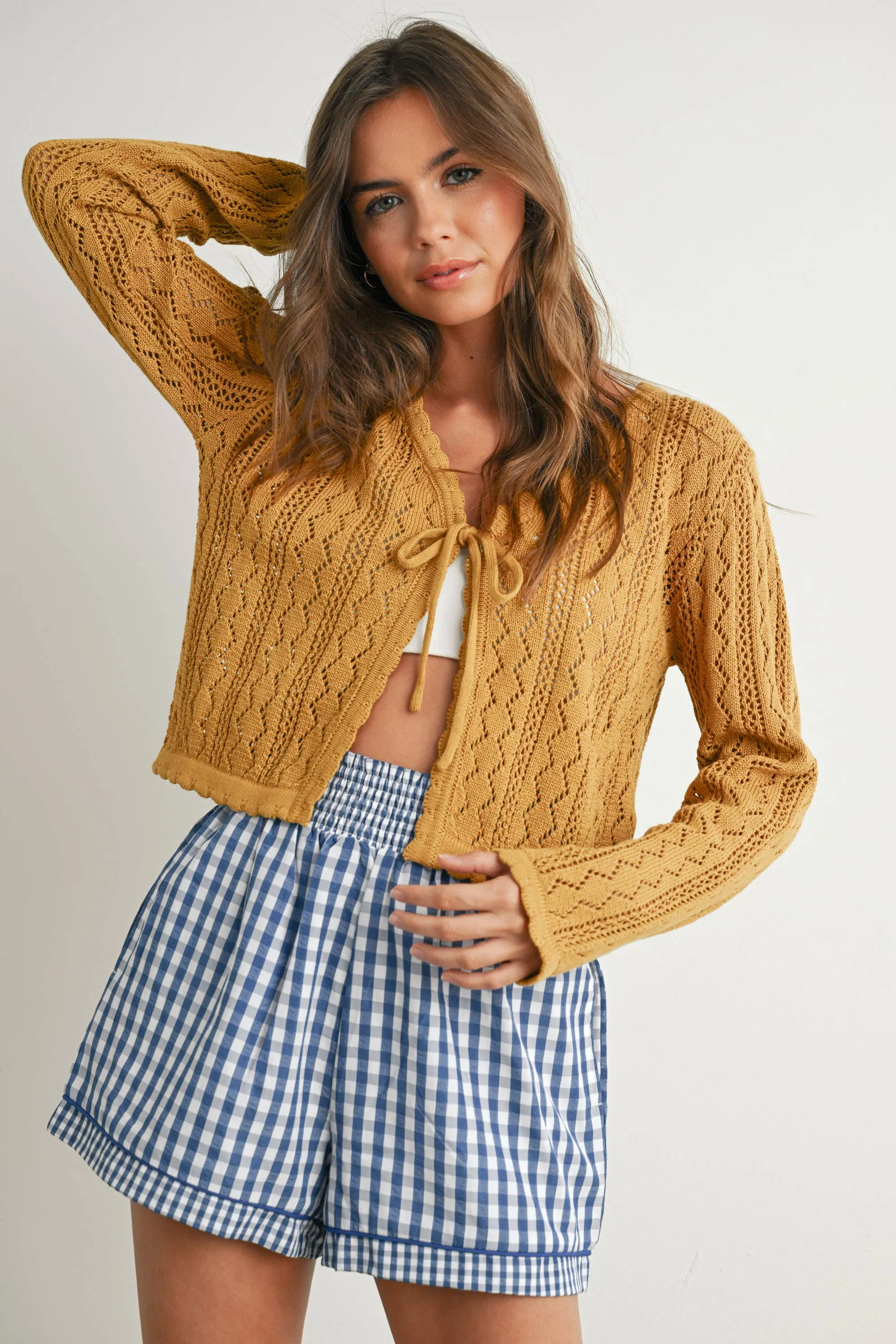 Garterized Gingham Shorts - BMP7658