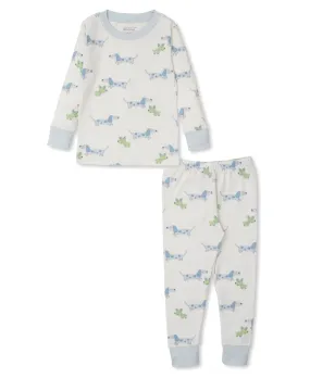 Kissy Kissy Love Boys Blue Puppy Dog Fun Snug Fit Pajamas