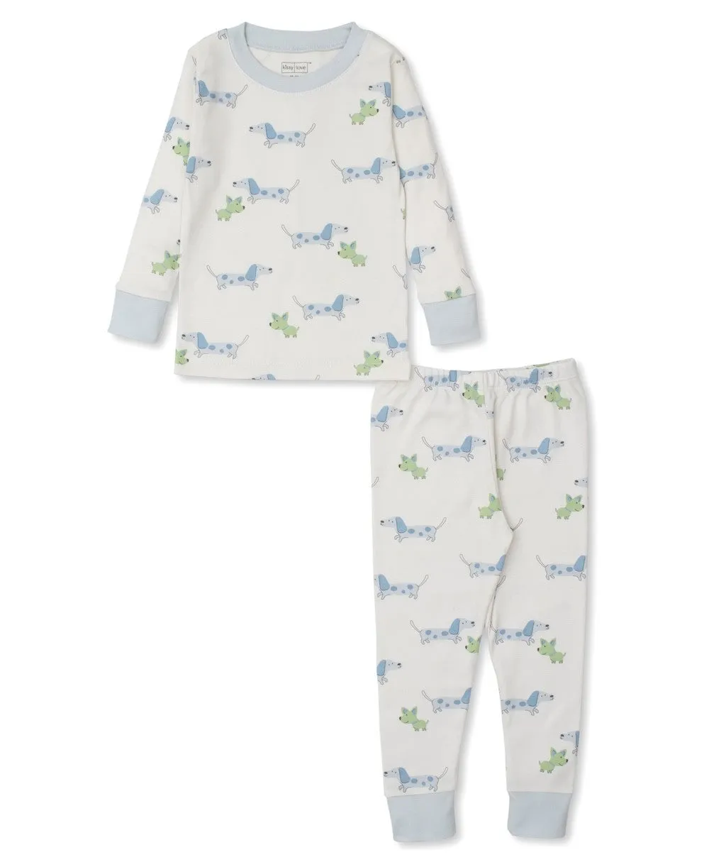Kissy Kissy Love Boys Blue Puppy Dog Fun Snug Fit Pajamas
