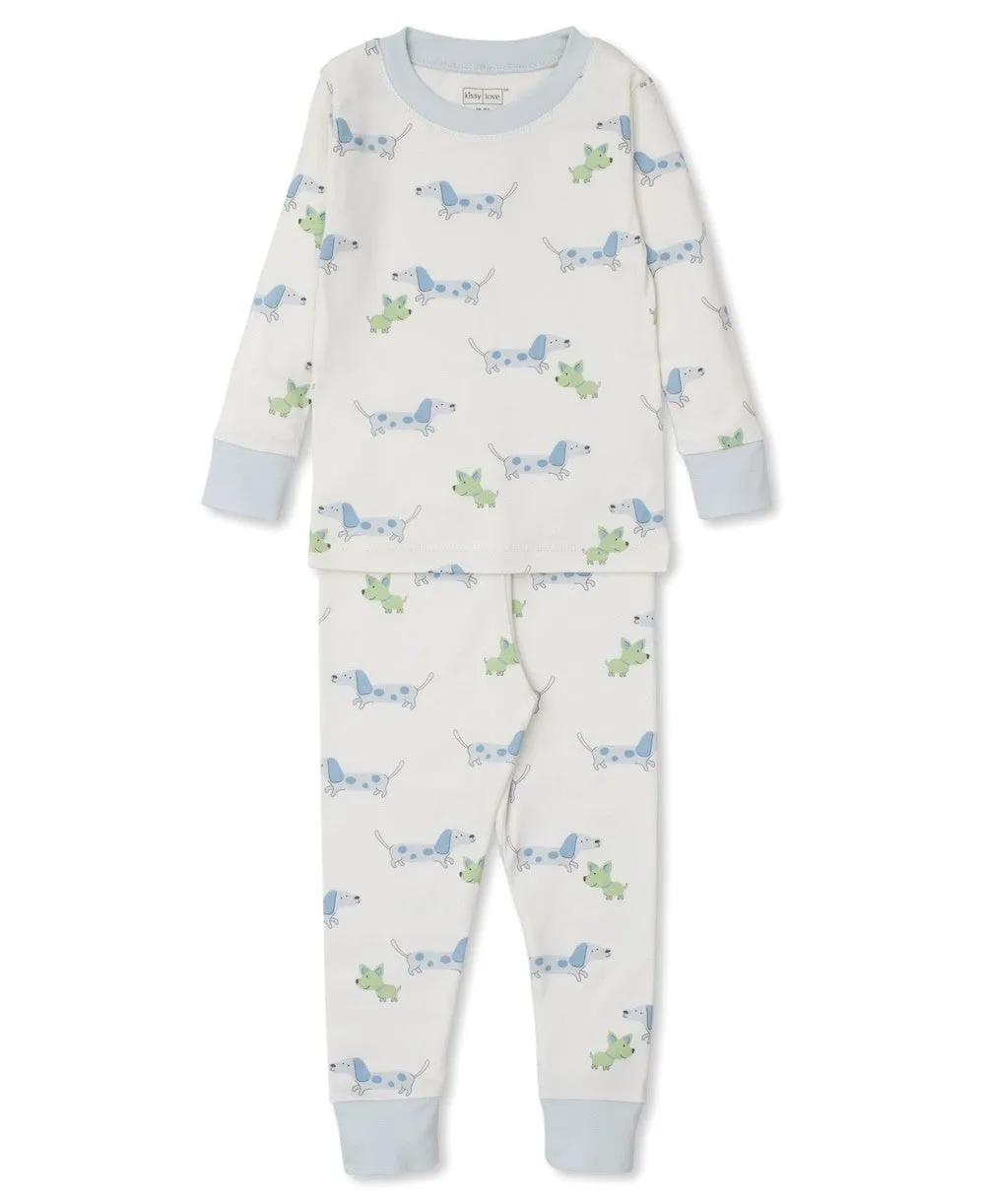 Kissy Kissy Love Boys Blue Puppy Dog Fun Snug Fit Pajamas