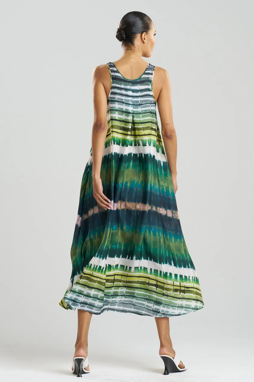 Lana Printed Obi Silk Trapeze Tank Dress