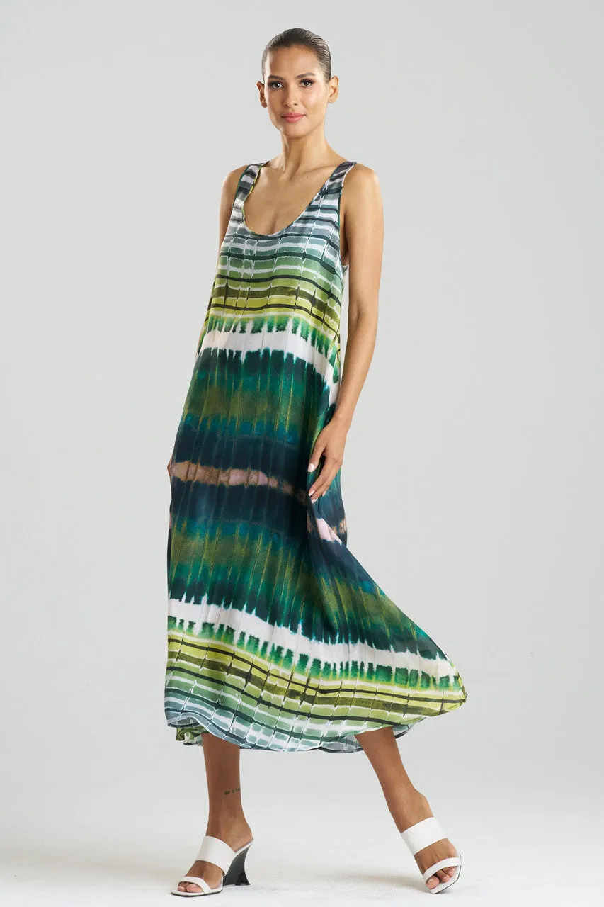 Lana Printed Obi Silk Trapeze Tank Dress