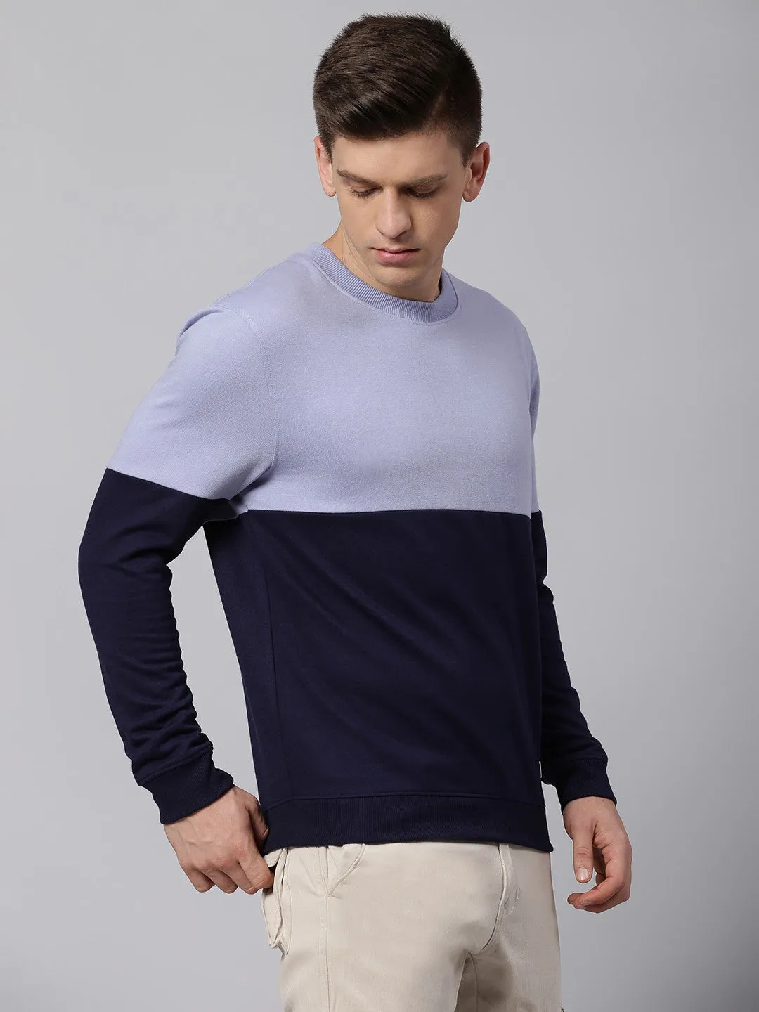 Mens Long-Sleeve Sweatshirt - Lightweight Casual Sweatshirt  (Light Blue)