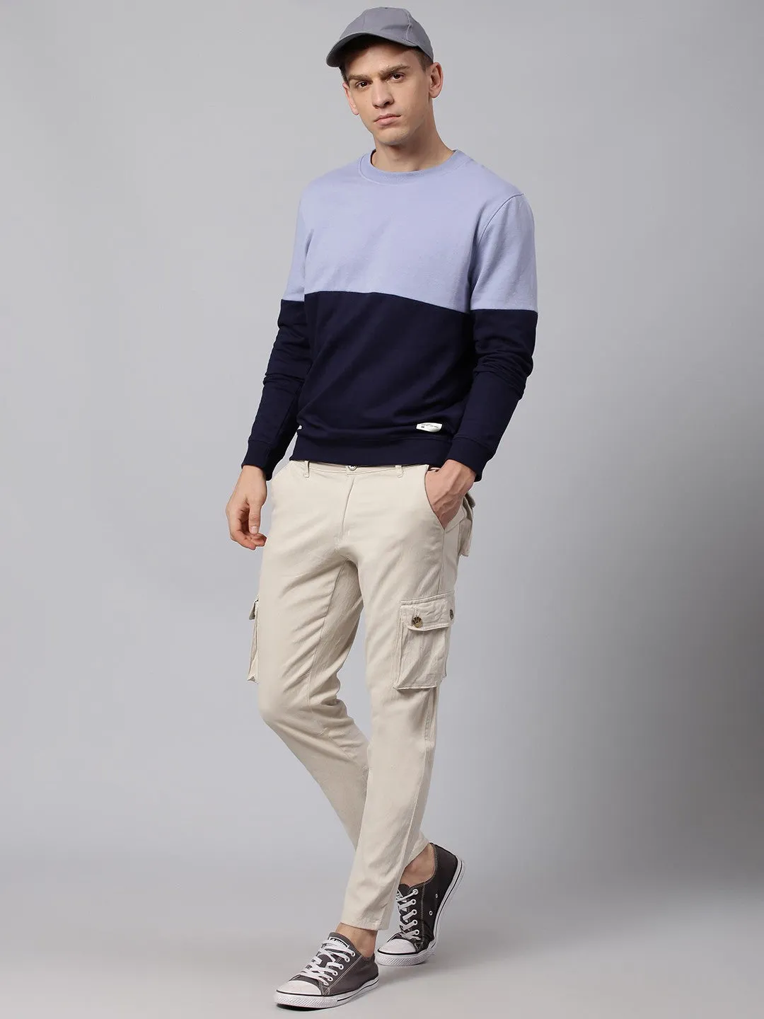 Mens Long-Sleeve Sweatshirt - Lightweight Casual Sweatshirt  (Light Blue)