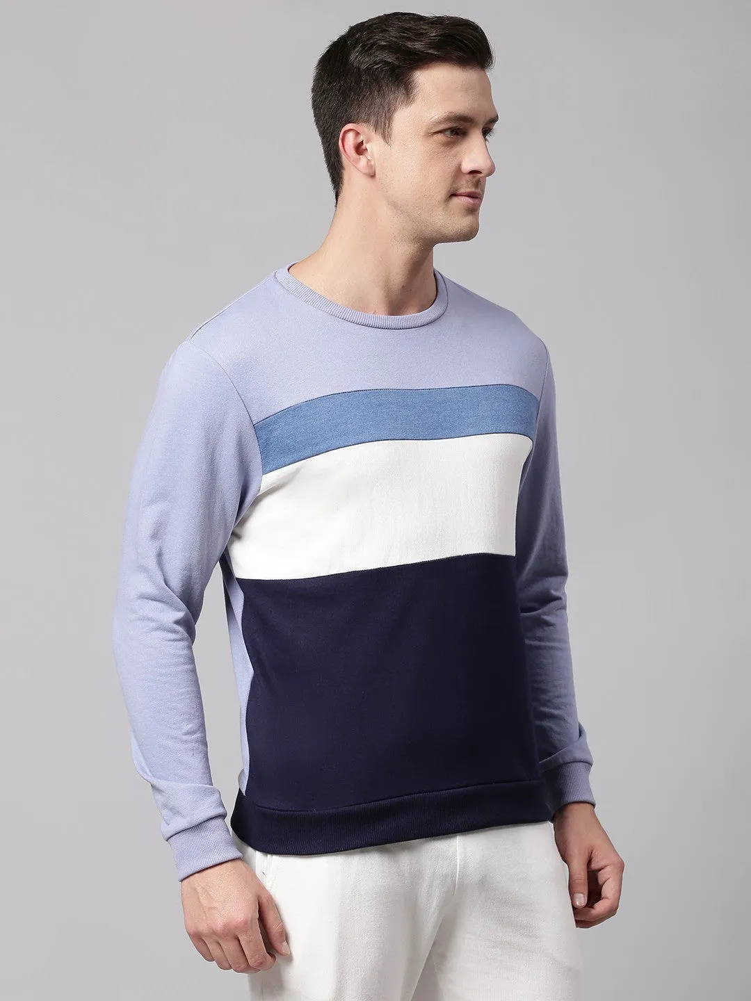 Mens Long-Sleeve Sweatshirt - Lightweight Casual Winterwear  (Powder Blue)