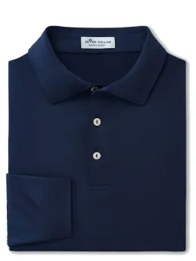 Peter Millar Solid Long-Sleeve Performance Jersey Polo in Navy