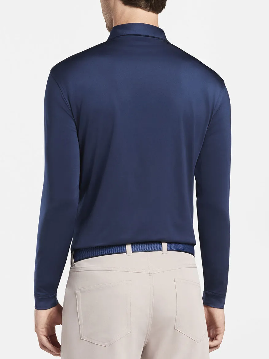 Peter Millar Solid Long-Sleeve Performance Jersey Polo in Navy