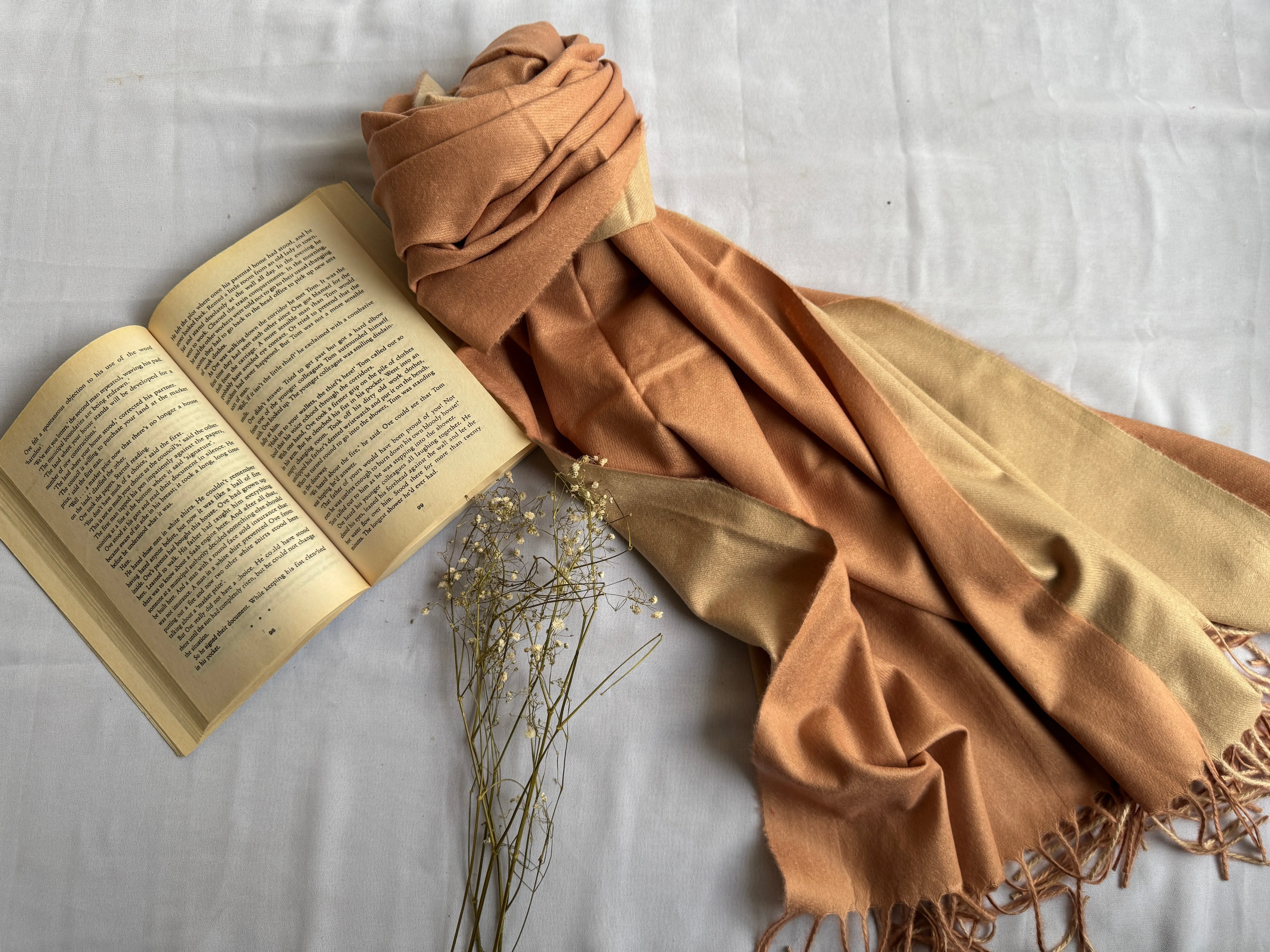 Reversible Woollen Pashmina- Mocha Nude