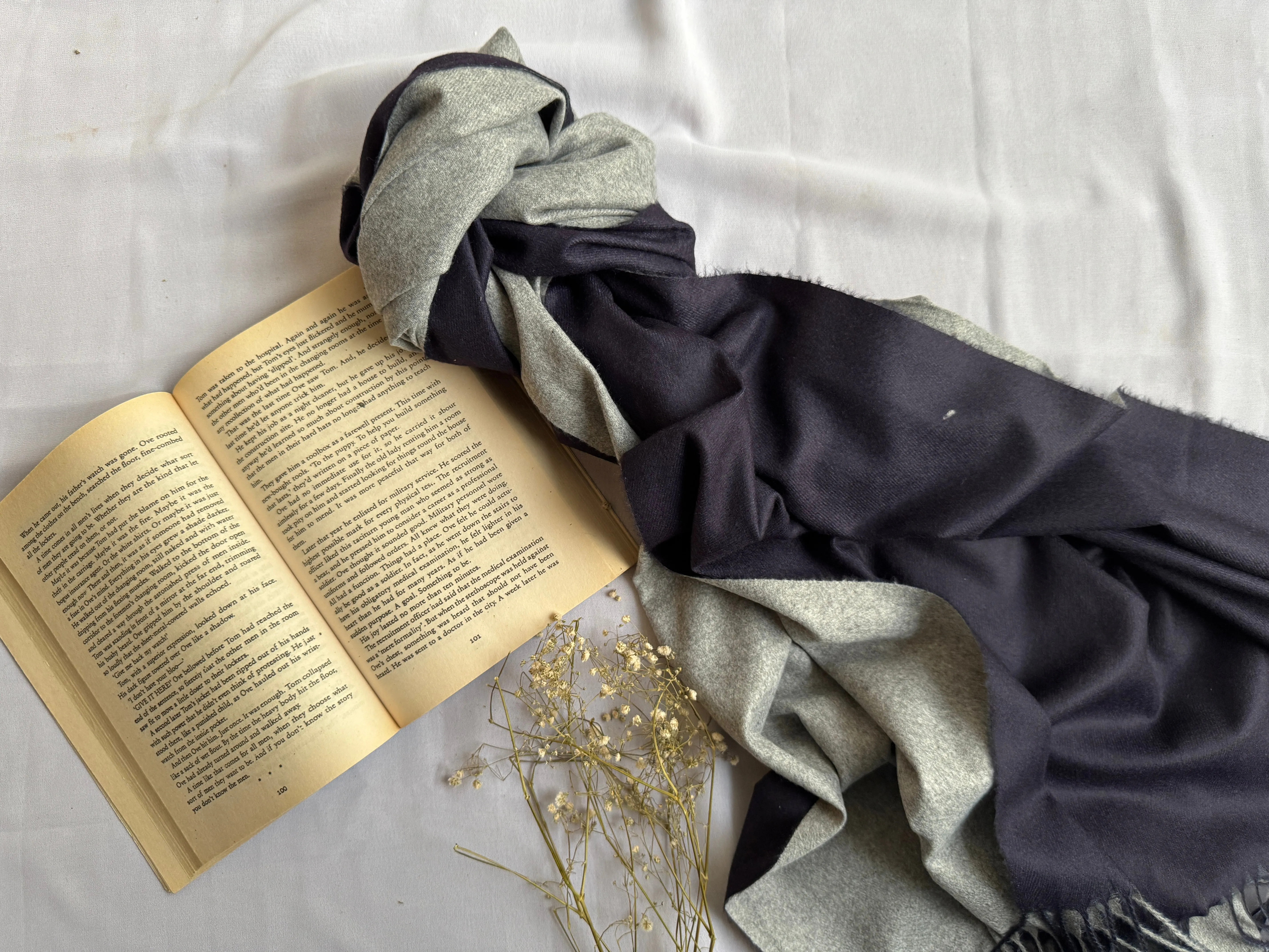 Reversible Woollen Pashmina- Oxford Blue Grey