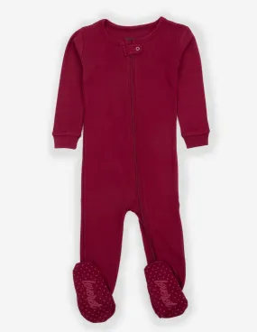 Solid Color Maroon Footed Pajamas