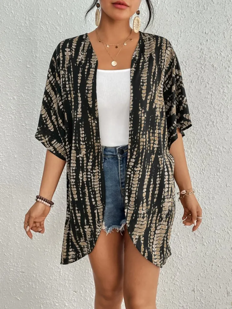 Tie Dye Short Sleeve Kimono Cardigan
