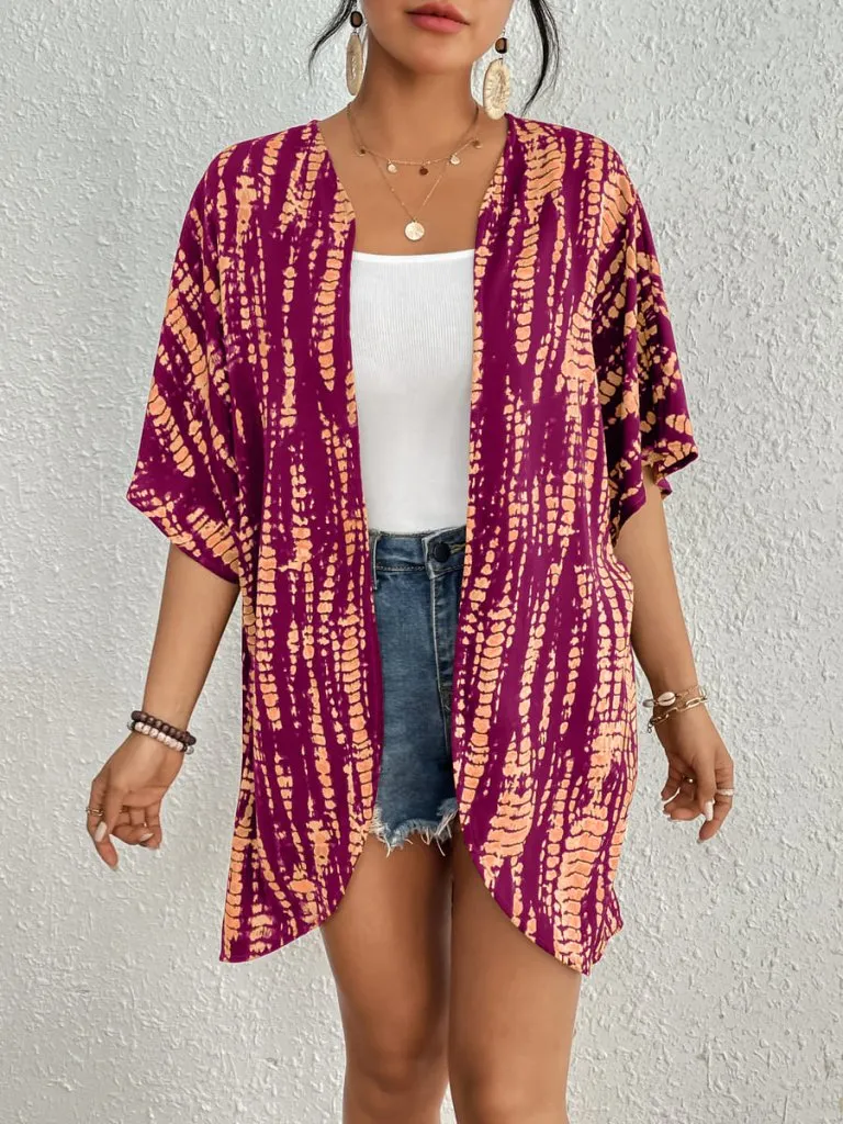Tie Dye Short Sleeve Kimono Cardigan