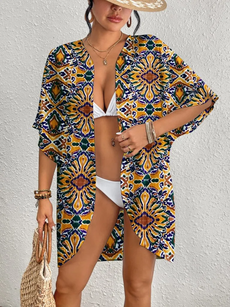 Tie Dye Short Sleeve Kimono Cardigan