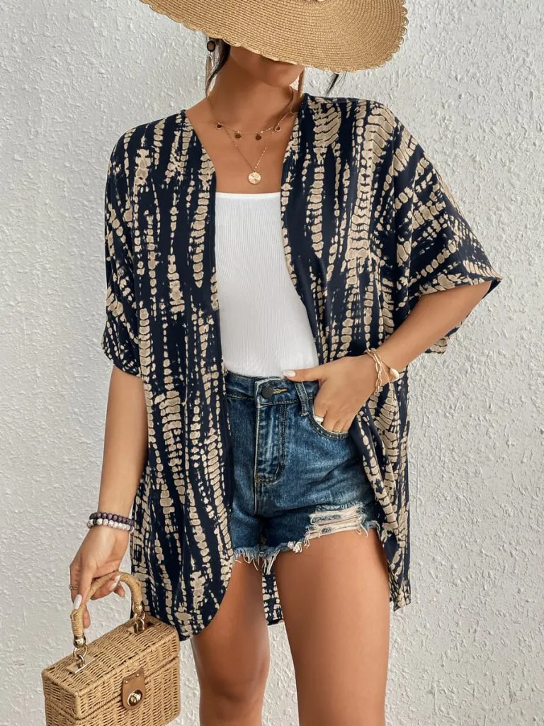 Tie Dye Short Sleeve Kimono Cardigan