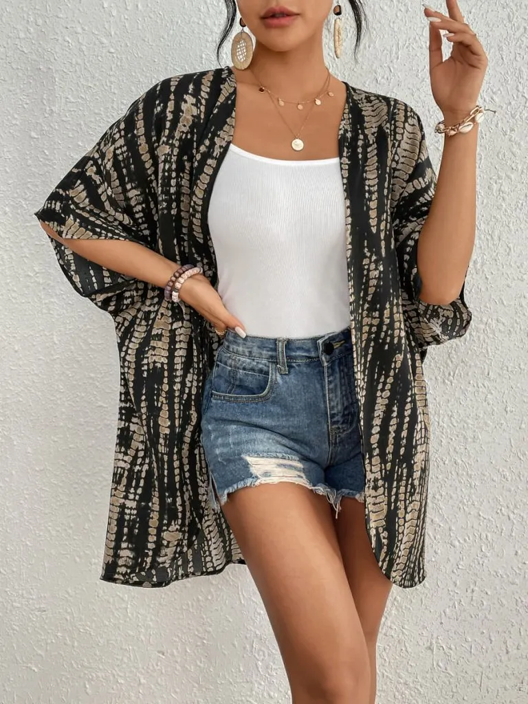 Tie Dye Short Sleeve Kimono Cardigan