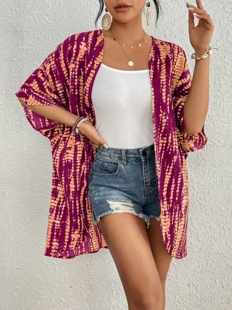 Tie Dye Short Sleeve Kimono Cardigan