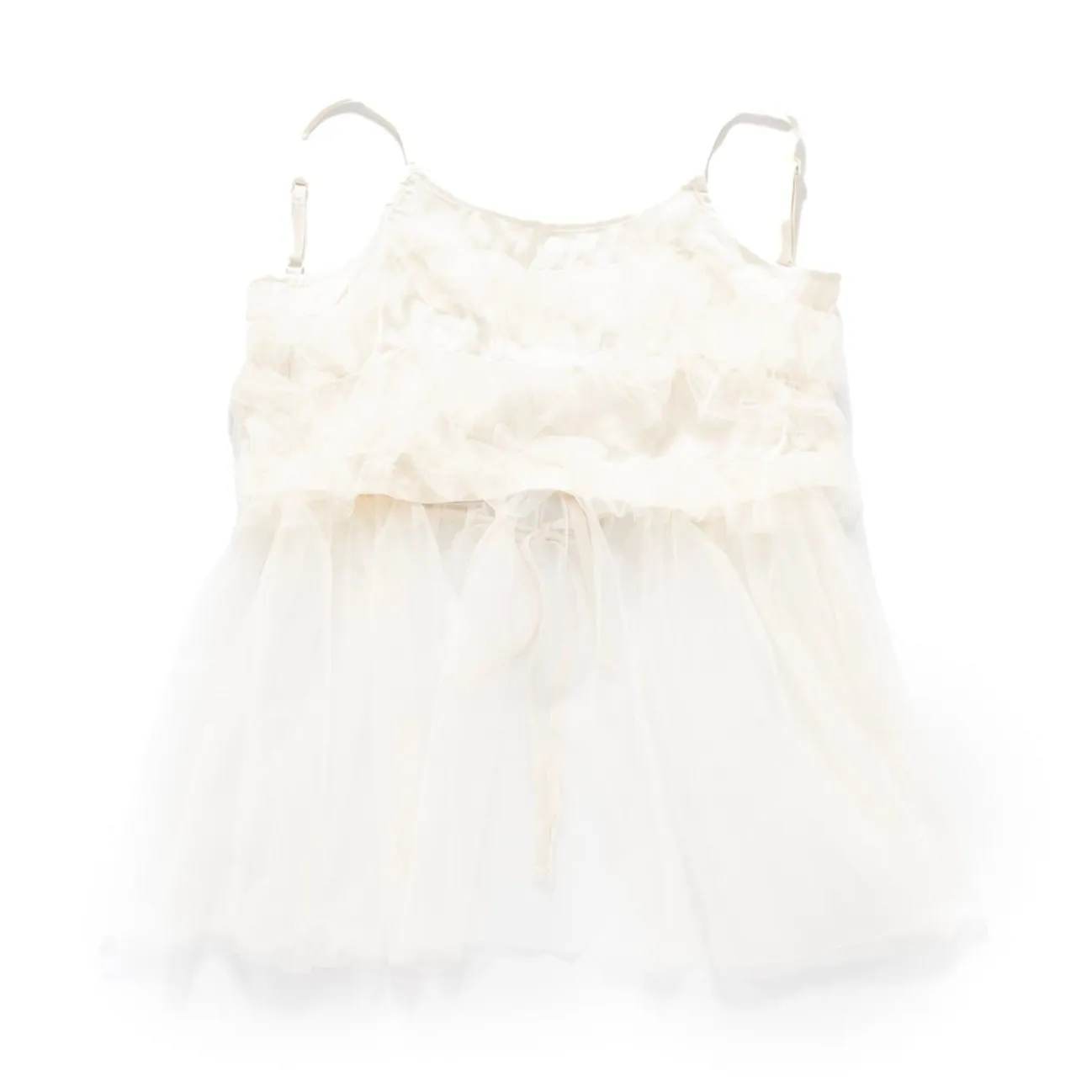 (VT1477) 2 Ways See Through Gathered Vest